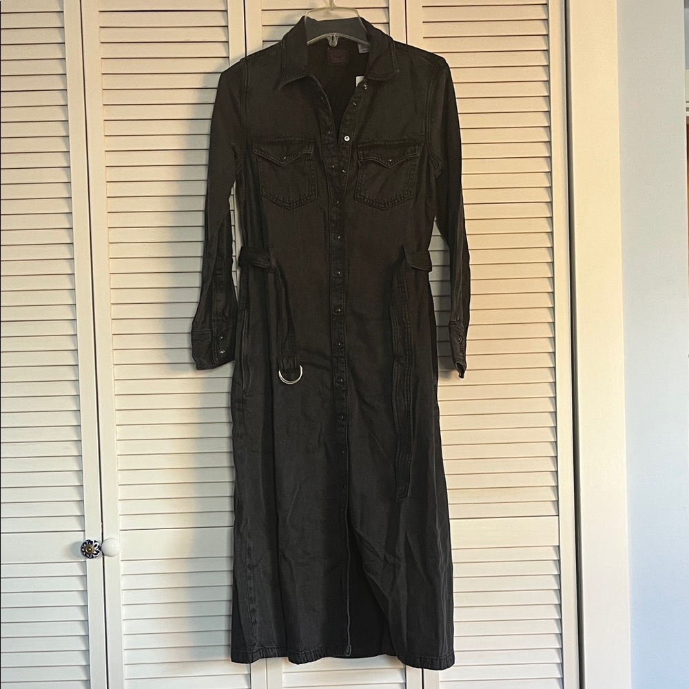 Levi’s Quincey Long sleeve Maxi Black Denim Dress XS